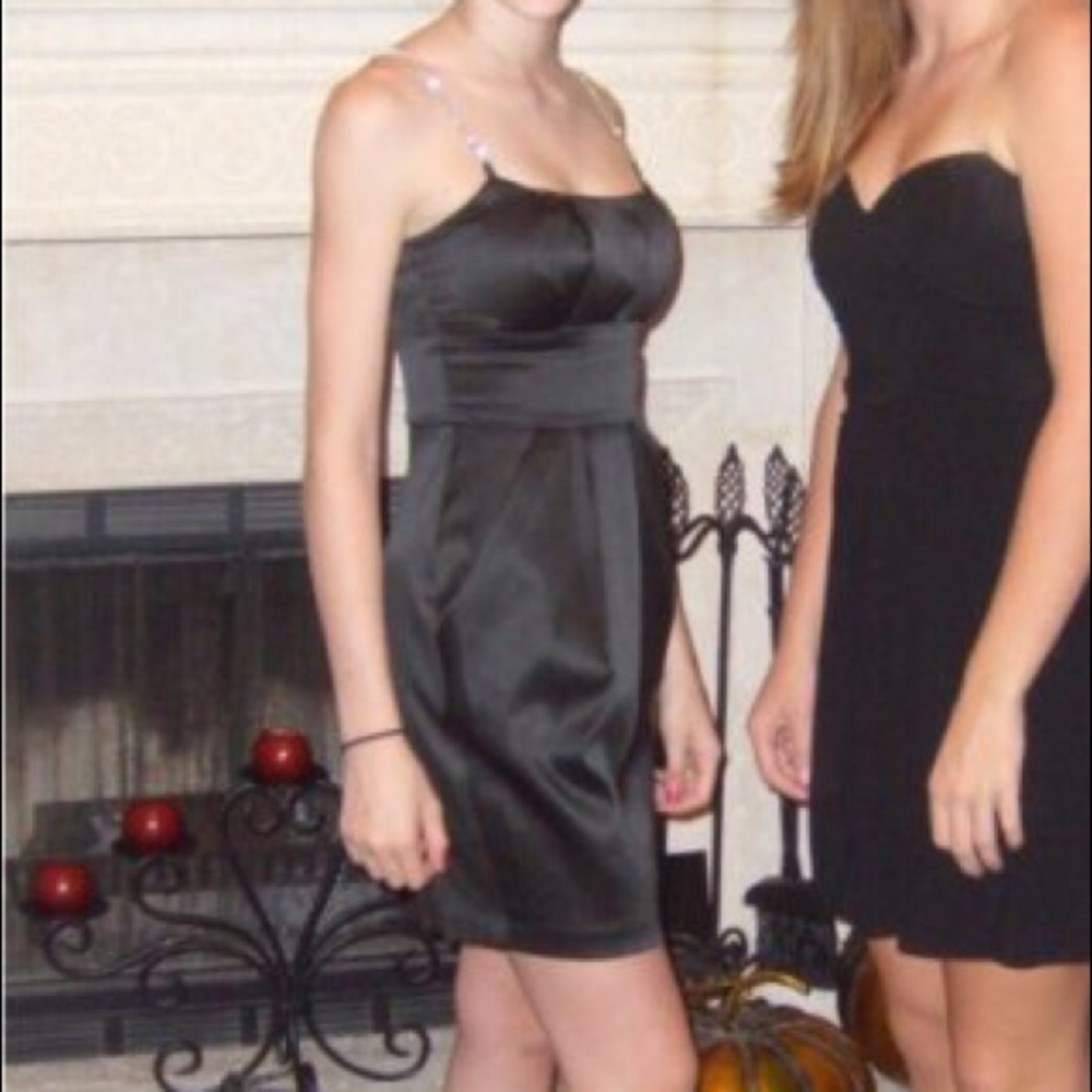 Black homecoming dress with jeweled straps